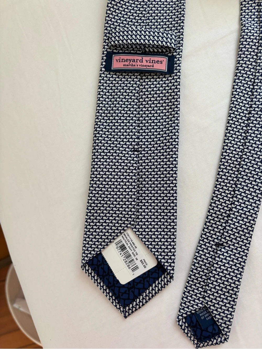 Vineyard Vines Navy and White Micro Whale Print Tie